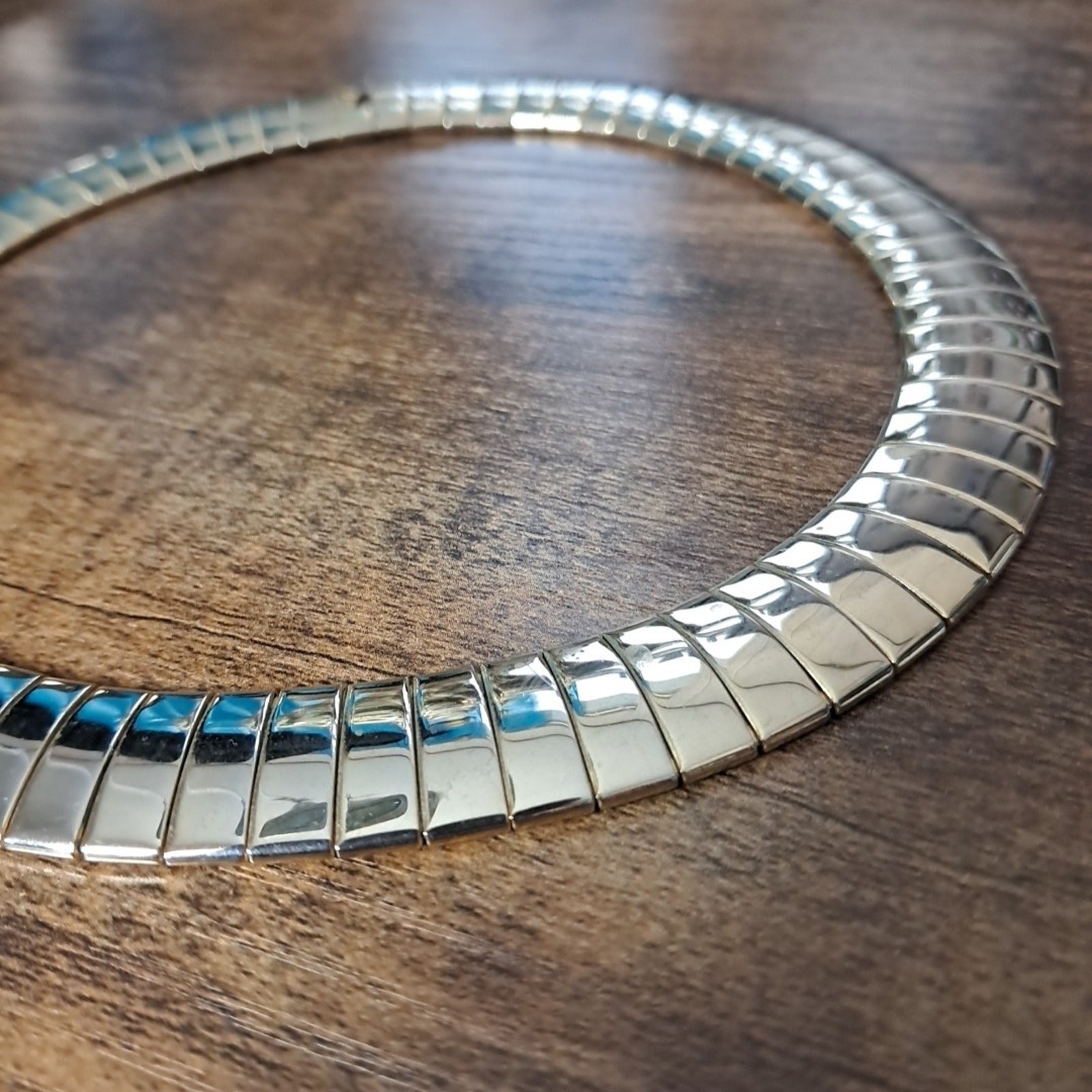 Vintage Cleopatra Style Bar Link Flexible Collar Necklace Choker Gold Tone