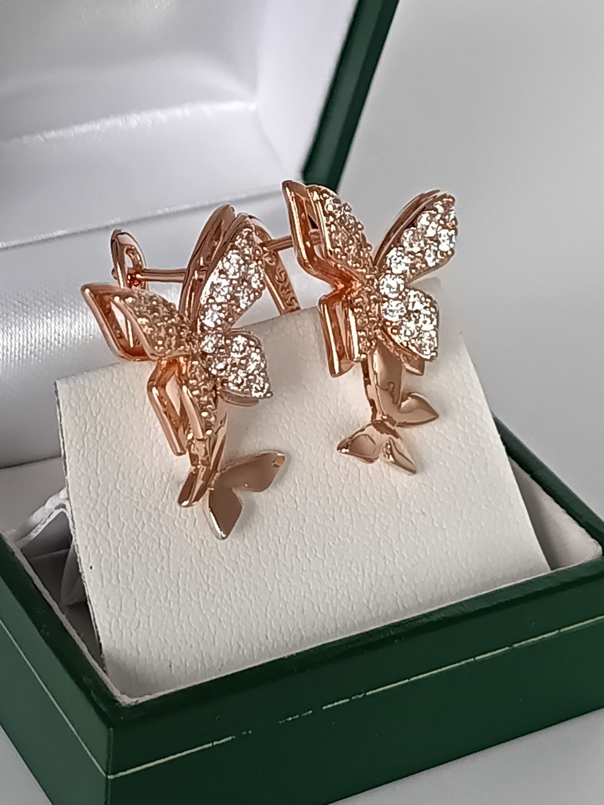 Vintage 1990-s 14 Ct Rolled Gold Large Zircons Earrings-Hallmarked 585 RG