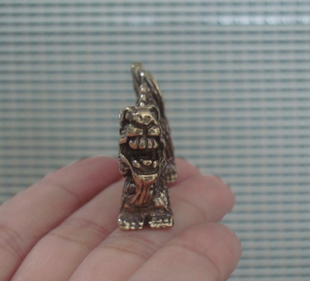 Vintage Style Solid Brass Dragon Figurine Statue Pendant Bag Charms