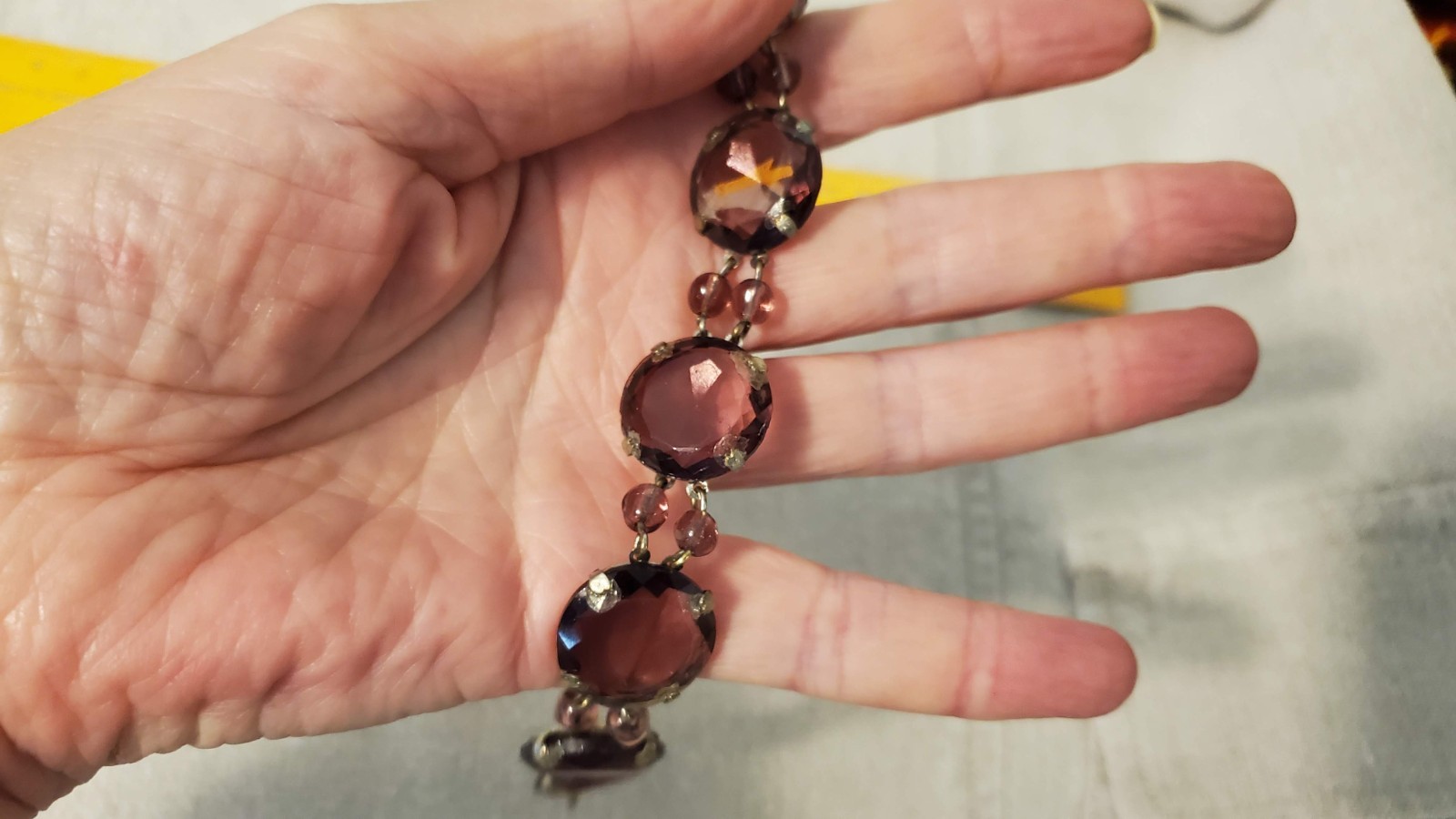 Antique open back bezel amethyst glass bracelet stunning!!!!
