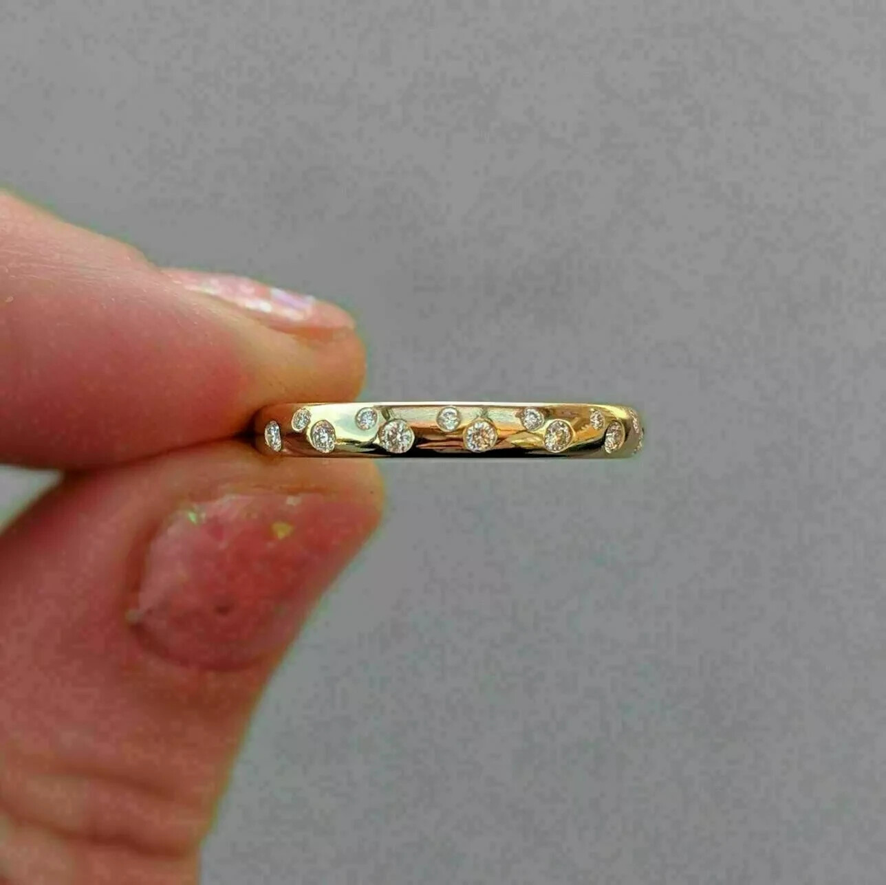 0.50Ct Round Lab Created Diamond Flush Set 14K Gold Finish Engagement Band Ring