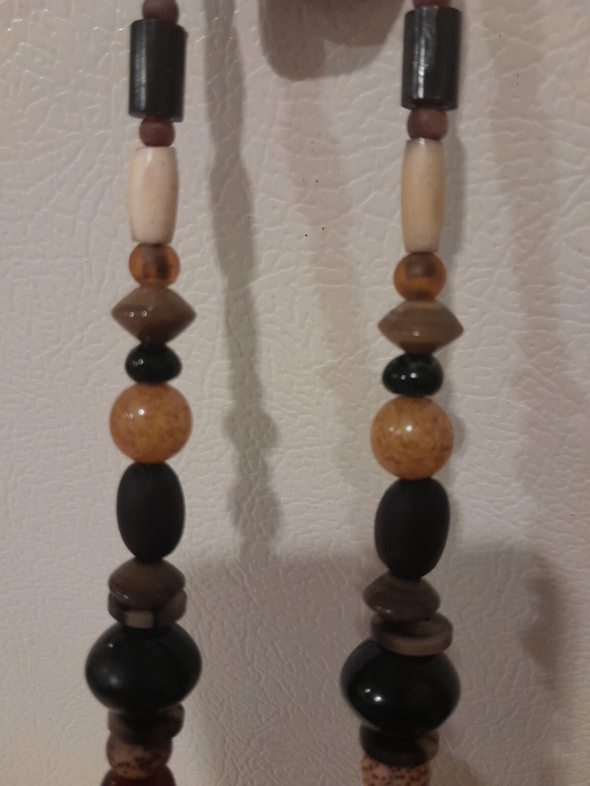 Vintage Teresa Goodall necklace signed ~multiple beads one carved bead Artisan