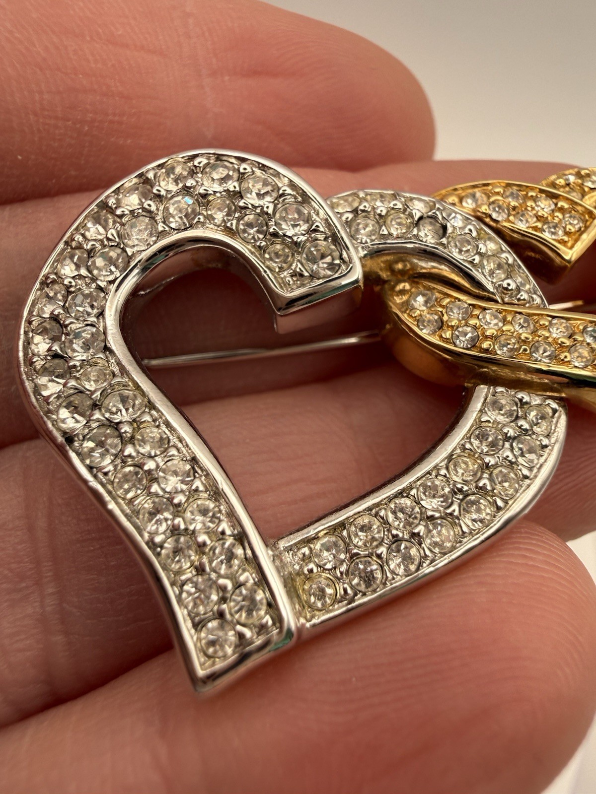Swarovski Brooch Lot Butterfly Double Heart Gold Silver Tone