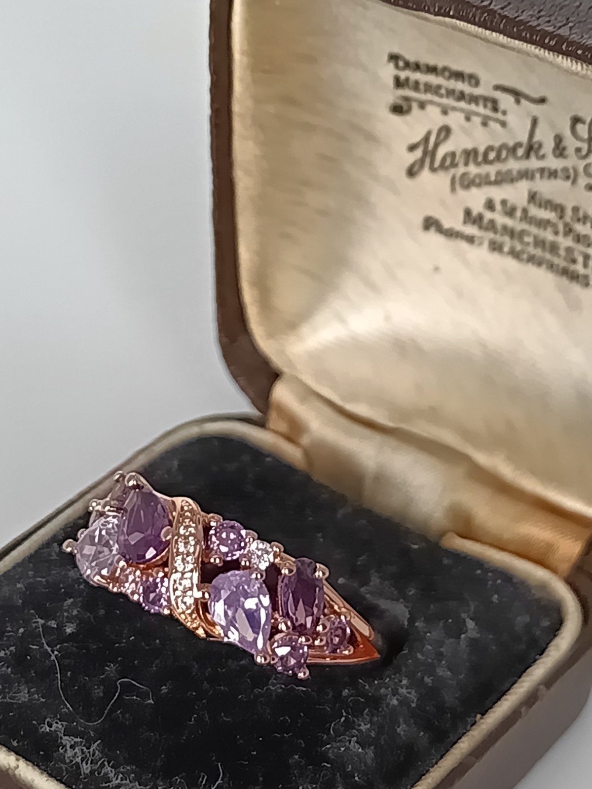 Vintage 1990-s 14 Ct Rolled Gold Amethyst Ring Size UK R US 8.5 – Hallmarked!
