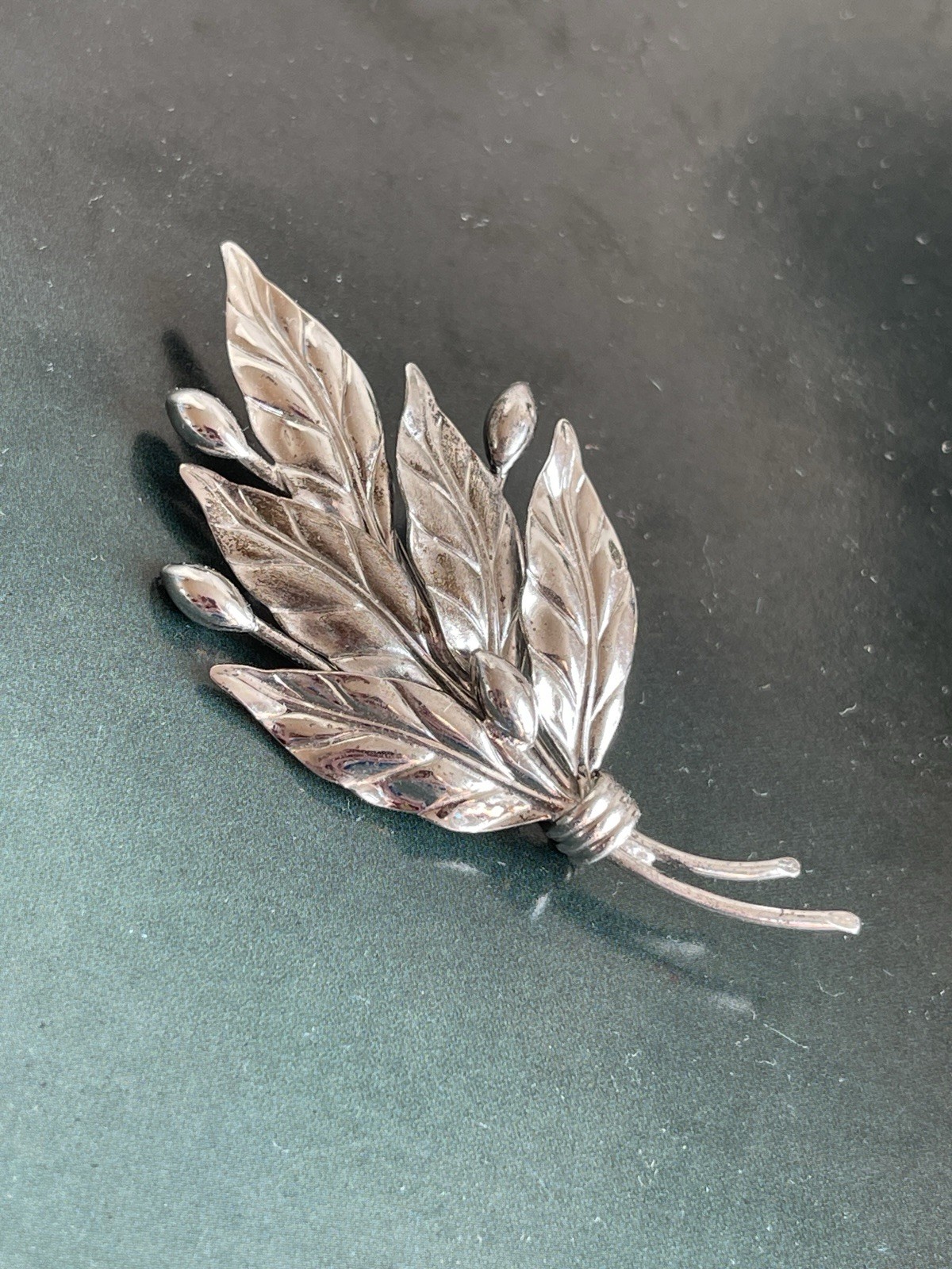 Vintage Carl-Art Sterling Silver Leaf Brooch Signed Floral