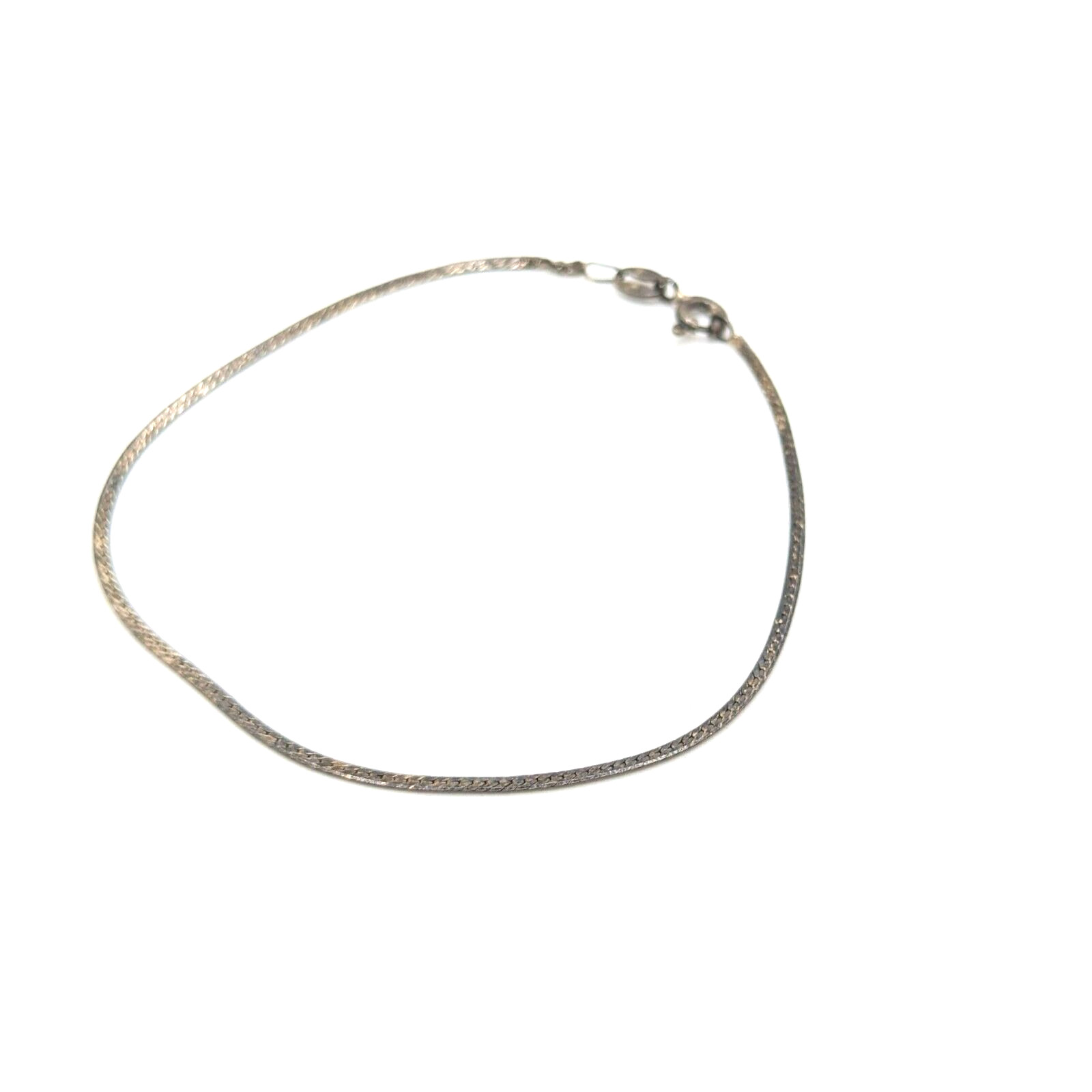 Vintage Sterling Silver 925 Flat Snake Chain Bracelet 7″ Gift For Her Wife