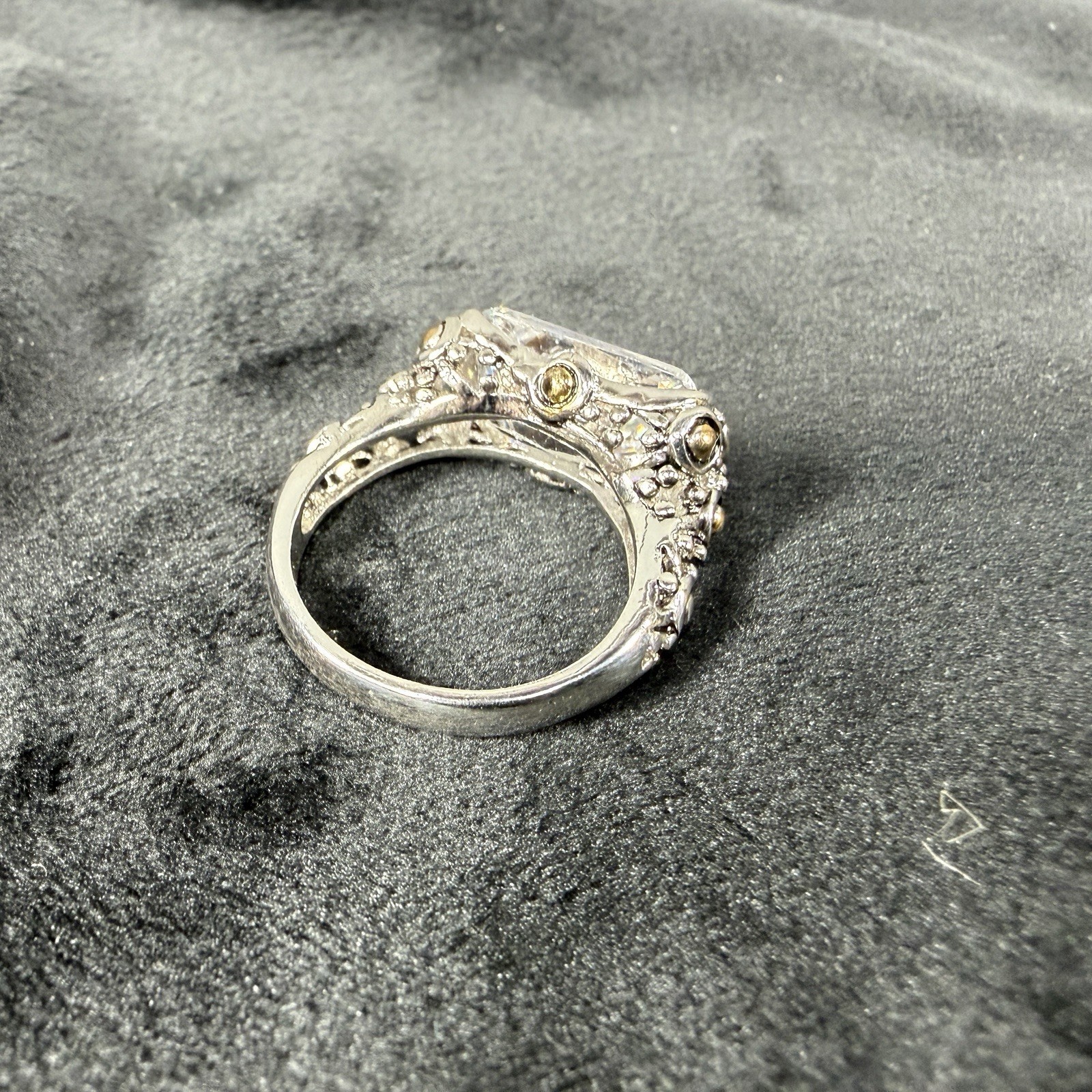 Vtg Sterling Silver Ring 8.25 Cubic Zirconia Medieval High End Jewelry Old Money