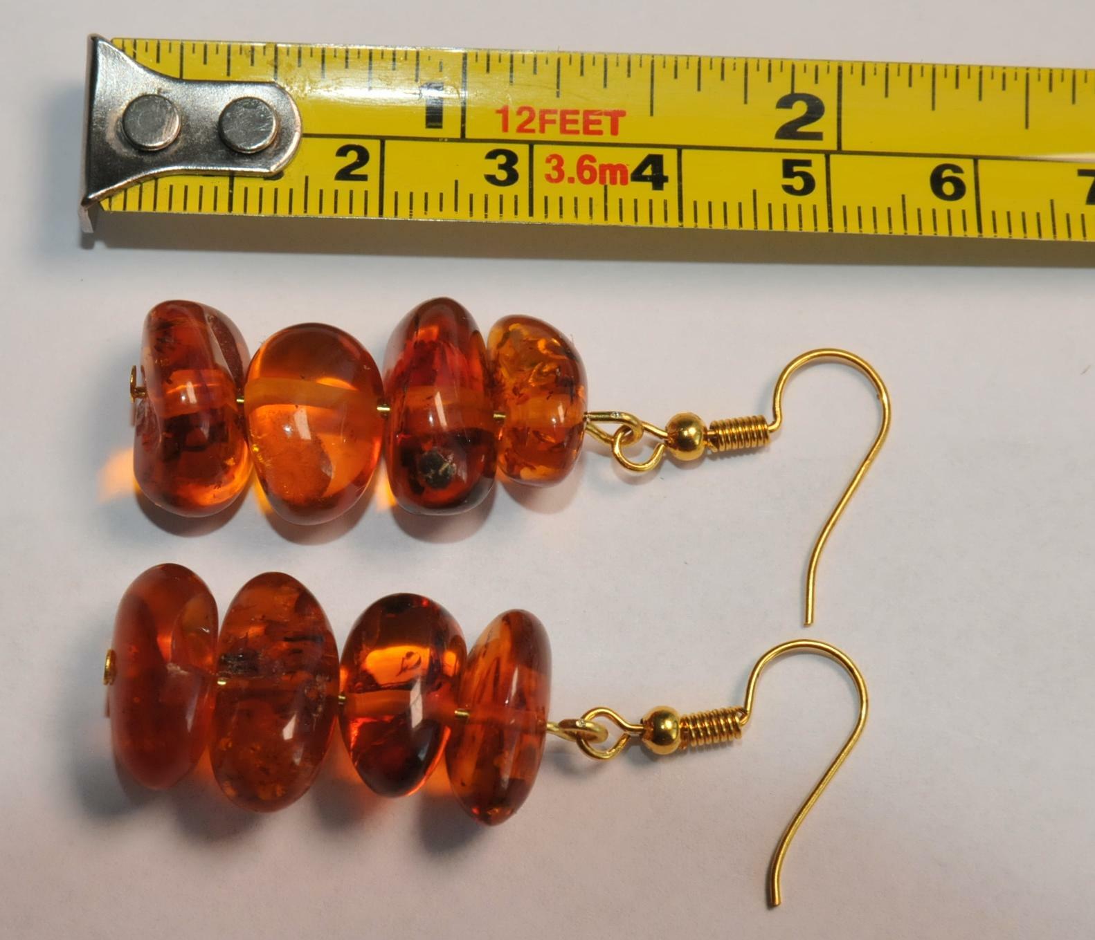 VINTAGE RUSSIAN SOVIET BALTIC SEA AMBER EARRINGS 老琥珀 USSR KALININGRAD STONE ROCK