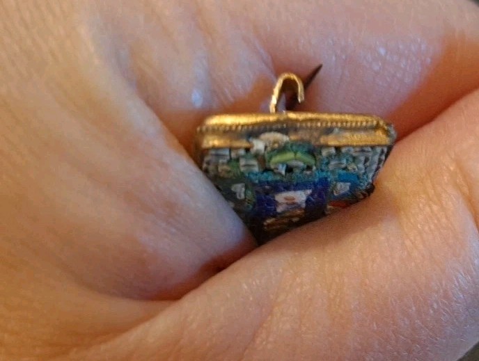 Antique Victorian Micromosaic Brooch Made In Italy Micromosaic Rectangle Brooch