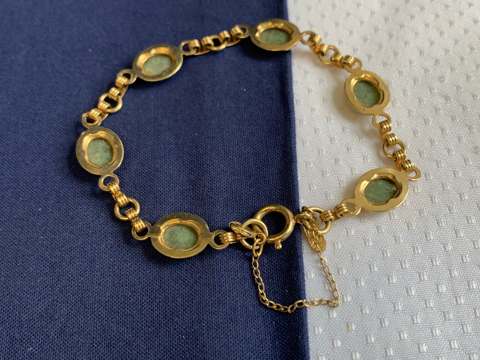 Vtg Gold Filled Sarah Coventry Jewelry Set 12.17g Jadeite Look Stones *READ*