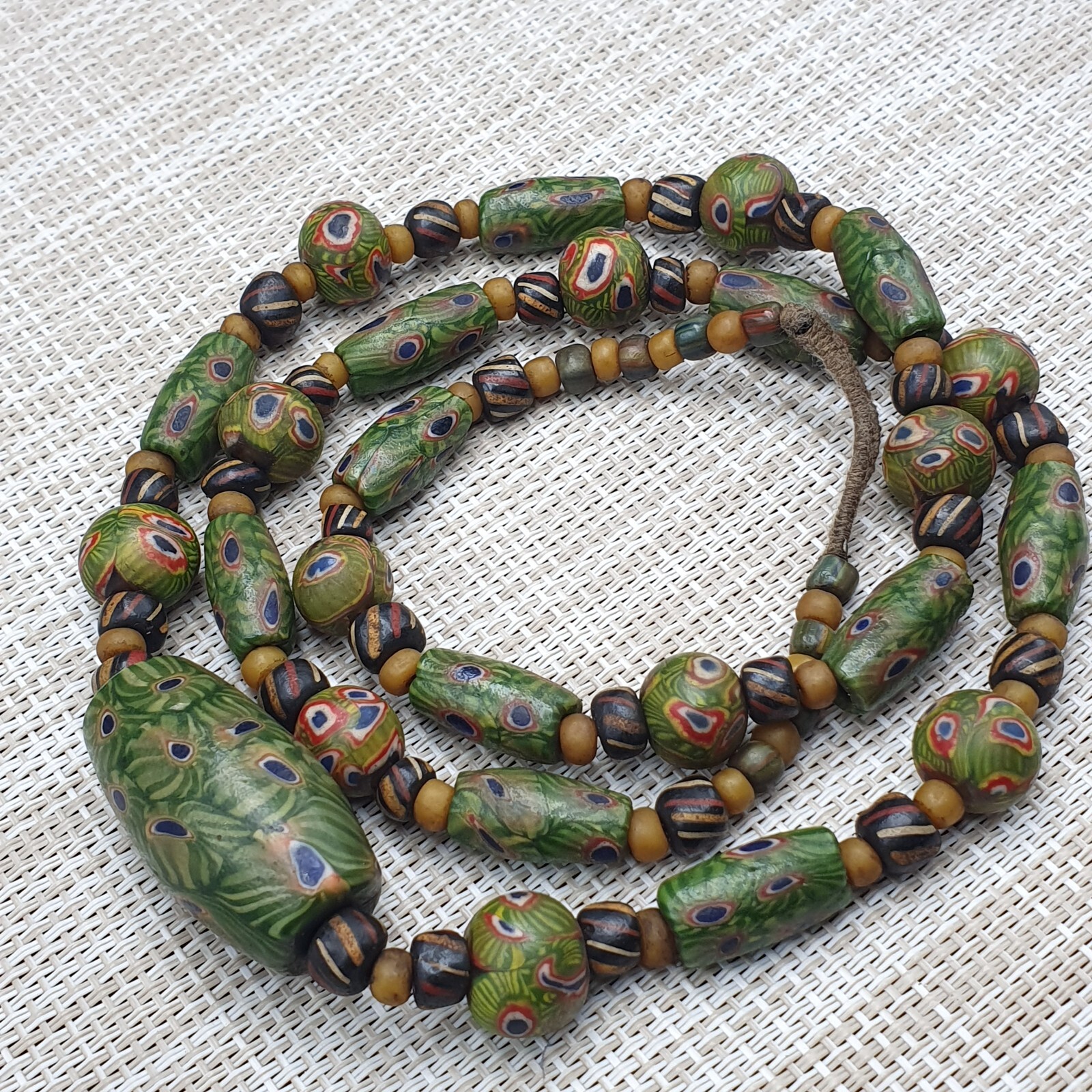 Vintage African Style Gabri Eyes Glass Beaded Necklace