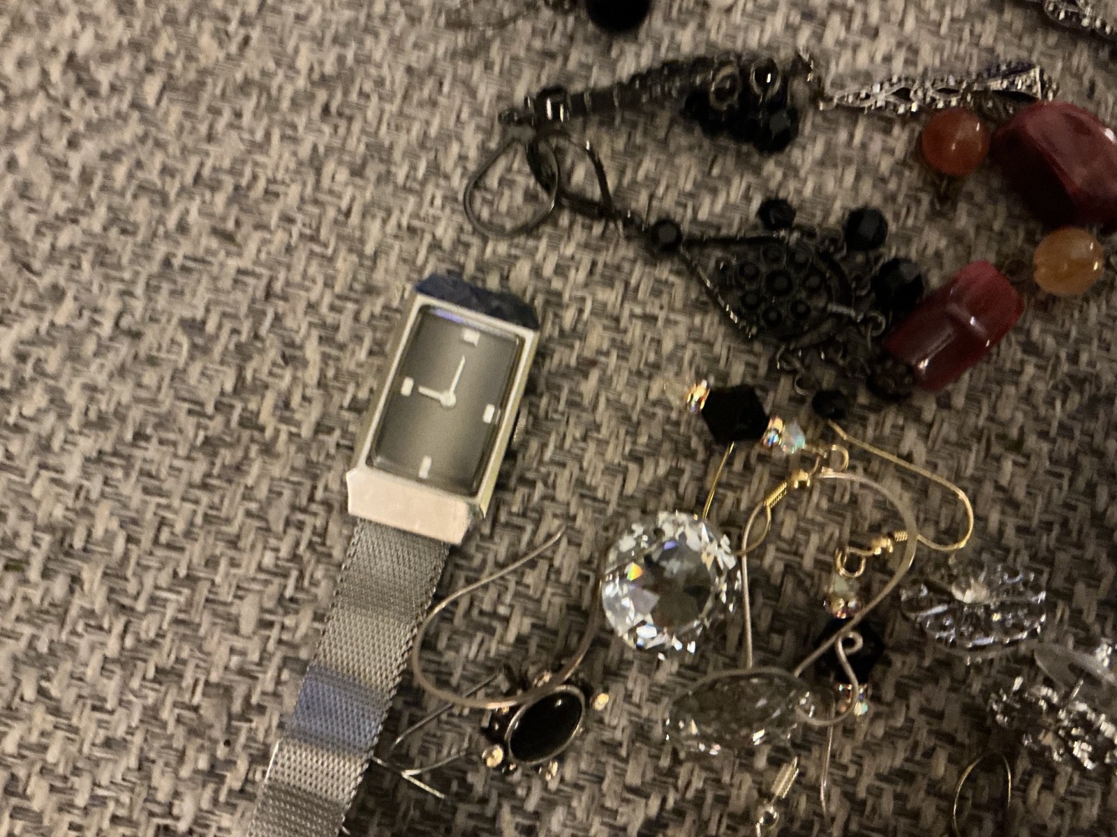 Lot Of Vintage/Modern Costume Jewelry-Two Watches-A Few Pcs of Sterling-Brooch