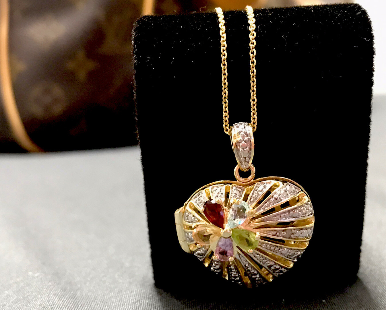 Sterling Silver 925 Gold Vermeil Heart Locket 18” Necklace