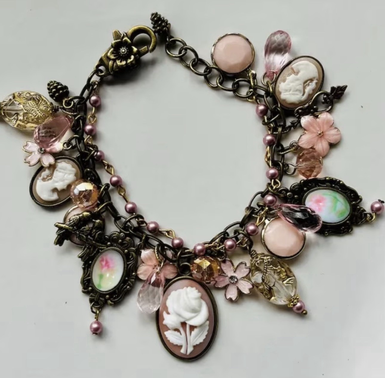 Victorian Charm Bracelet Vintage Inspired 6.5”