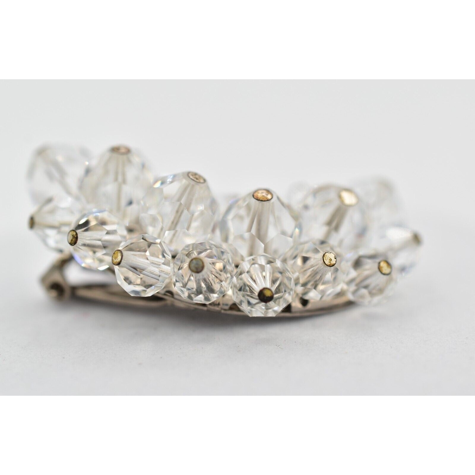 Laguna Vintage Clip On Crystal Earrings Clear Climber Bridal Signed 1950s A24