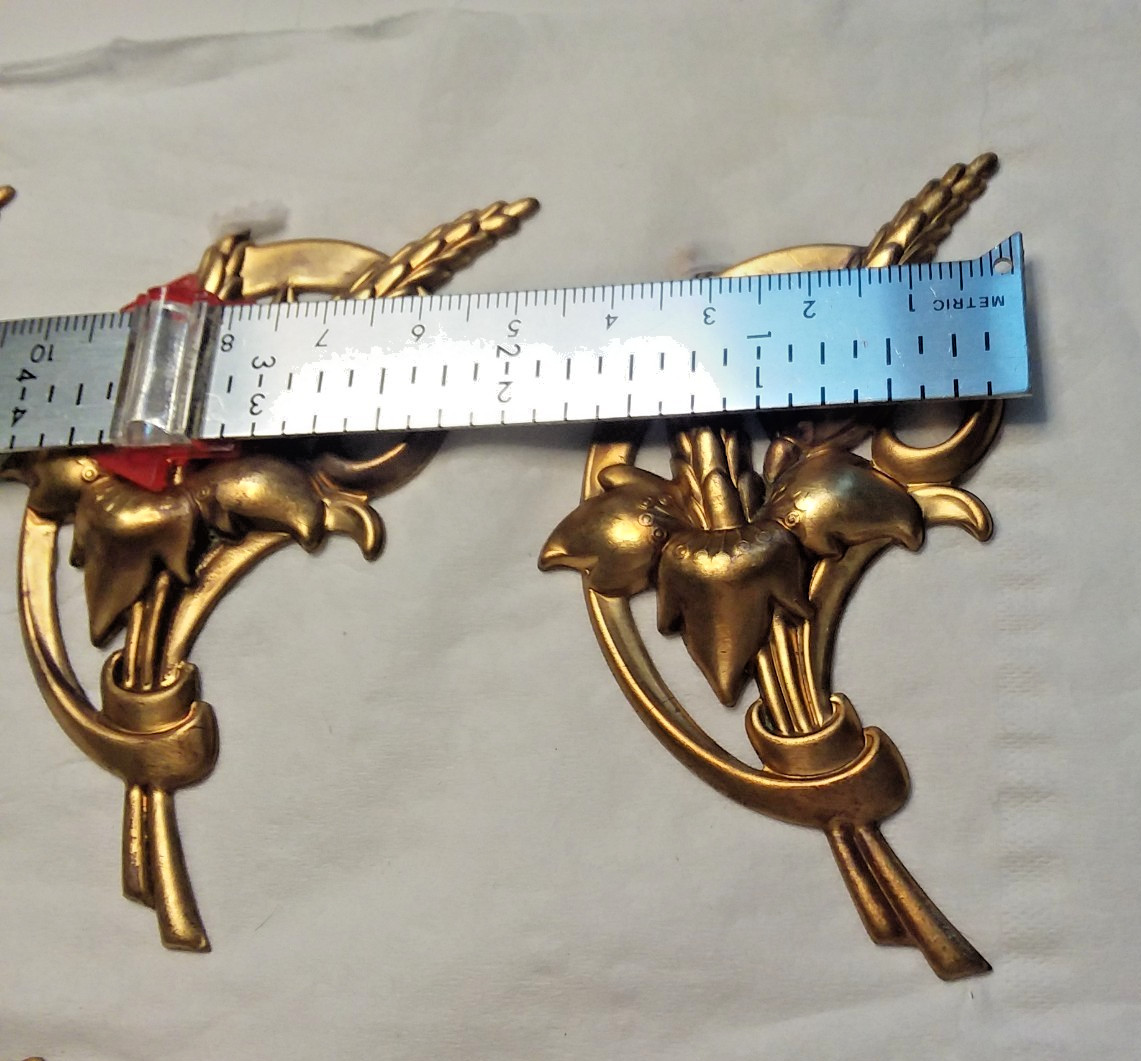 5 PCS 3″x 1.75″ Wheat Spray Brass Stampings 10-01-2020 NOS