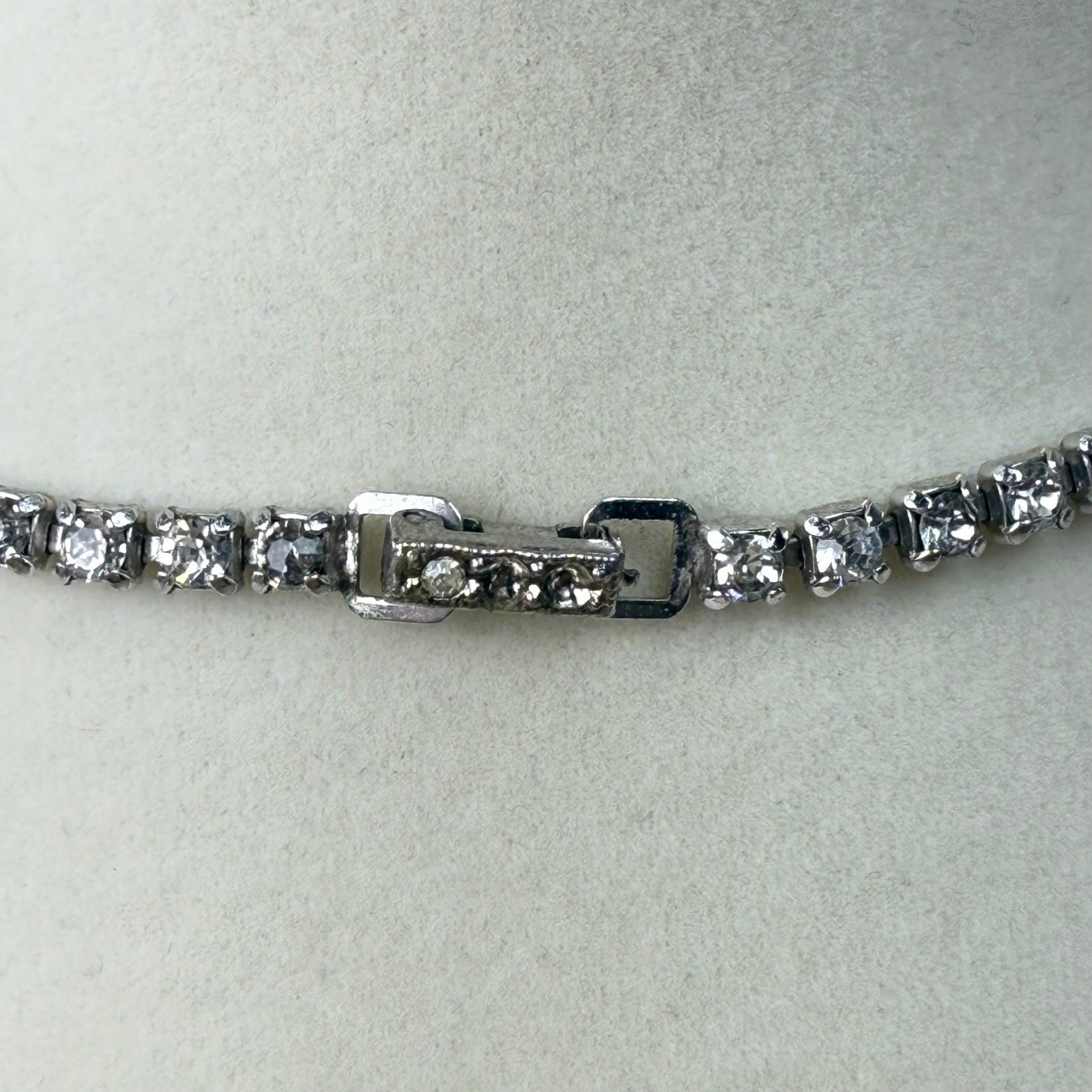 Vintage Kramer Silver Toned Rhinestone Necklace Formal Special Event Glam Party