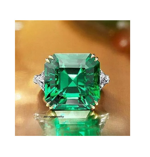 2.10 CT Cushion Cut Real Emerald Wedding Engagement Ring 14K Solid Gold Ring