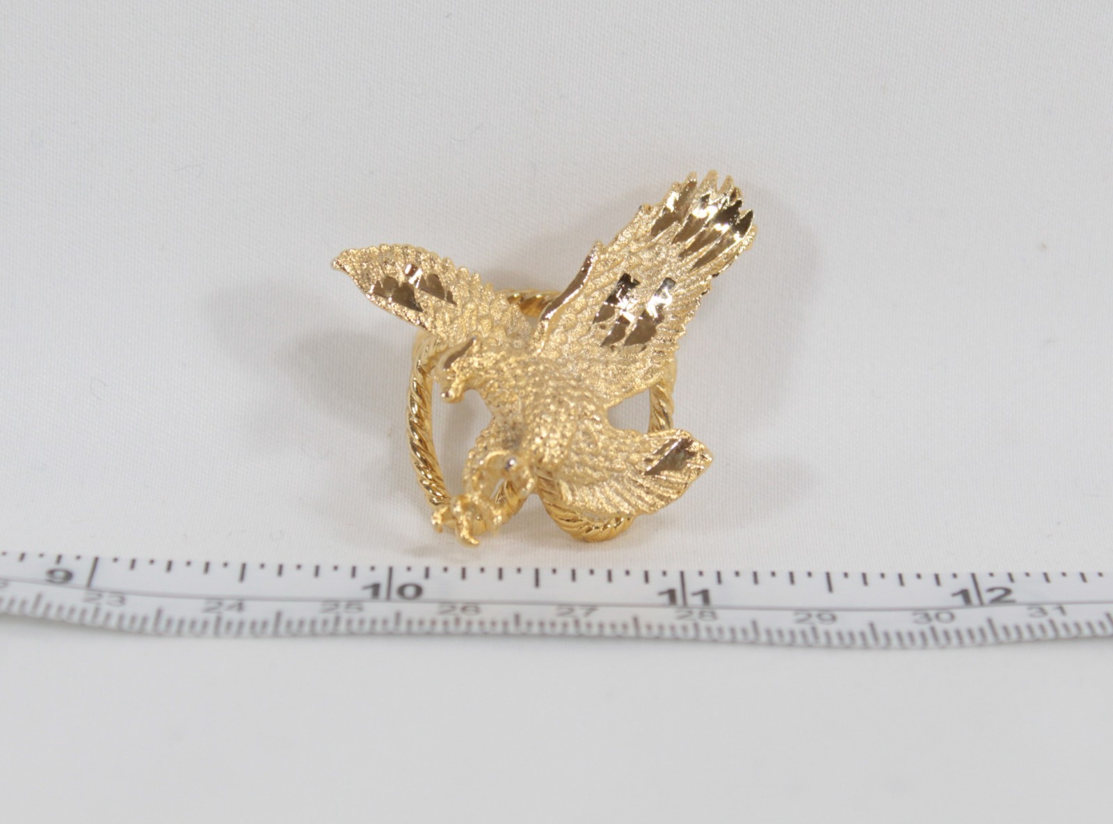 Flying Eagle Scarf Slide Gold Tone Patriotic Jewelry Bolo Beautiful! UNUSED