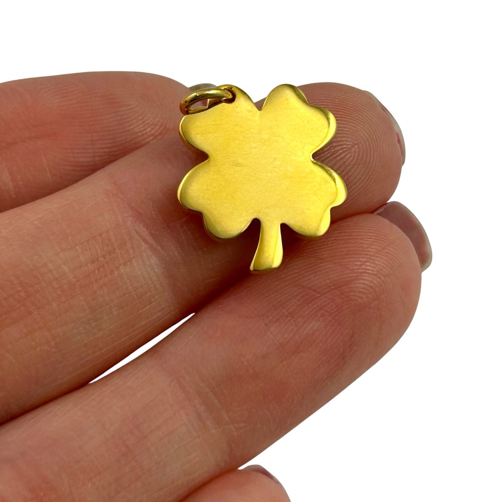 Vintage Charm Four Leaf Clover Pendant Lucky Charm Shamrock Gold Plated Jewelry