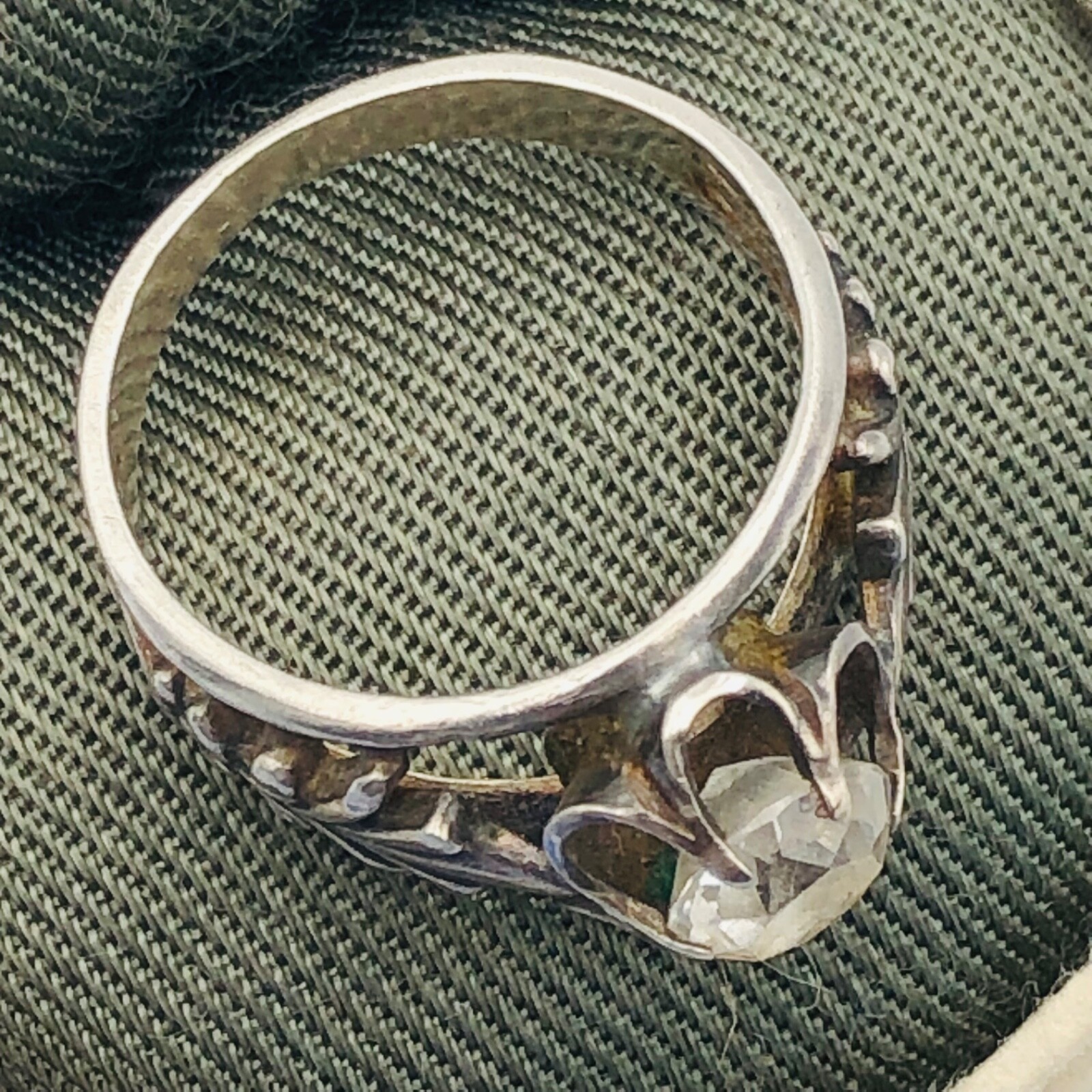 Soviet Engagement Ring Silver 875 Rock Crystal Size 5