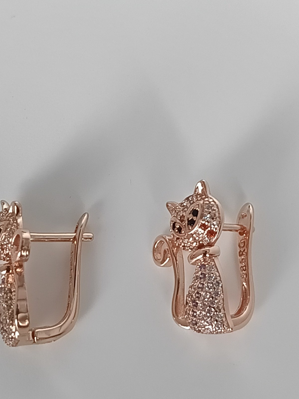 Vintage 1990-s 14 Ct Rolled Gold Cat Zircons Earrings-Hallmarked 585 RG