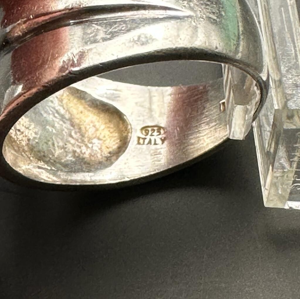Modernist Smooth Ring Vintage Signed Italy 925 Sterling Silver Size 7.75