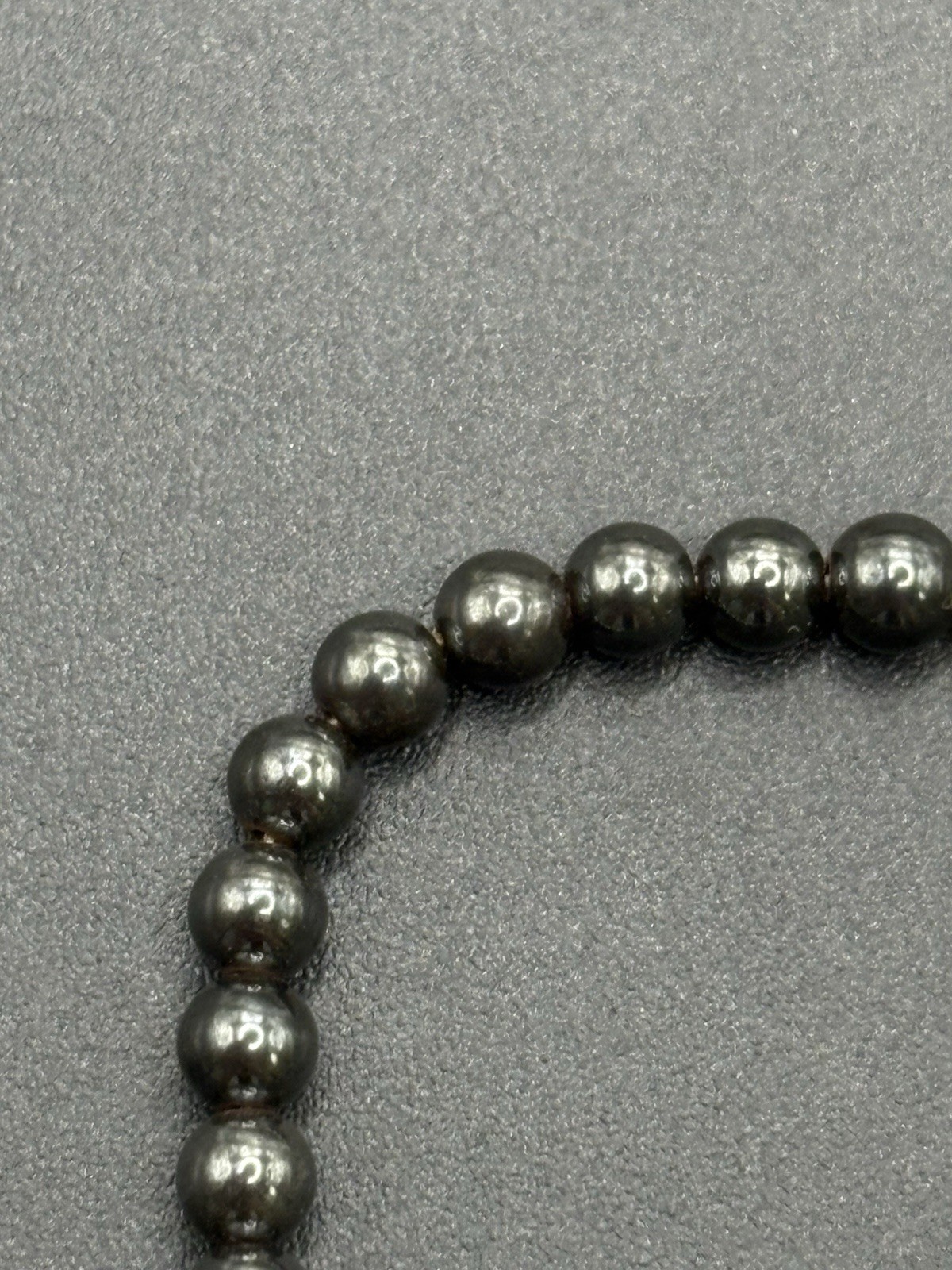 7.5″ Vintage Sterling Silver Hematite Pearl Bracelet 925 B5