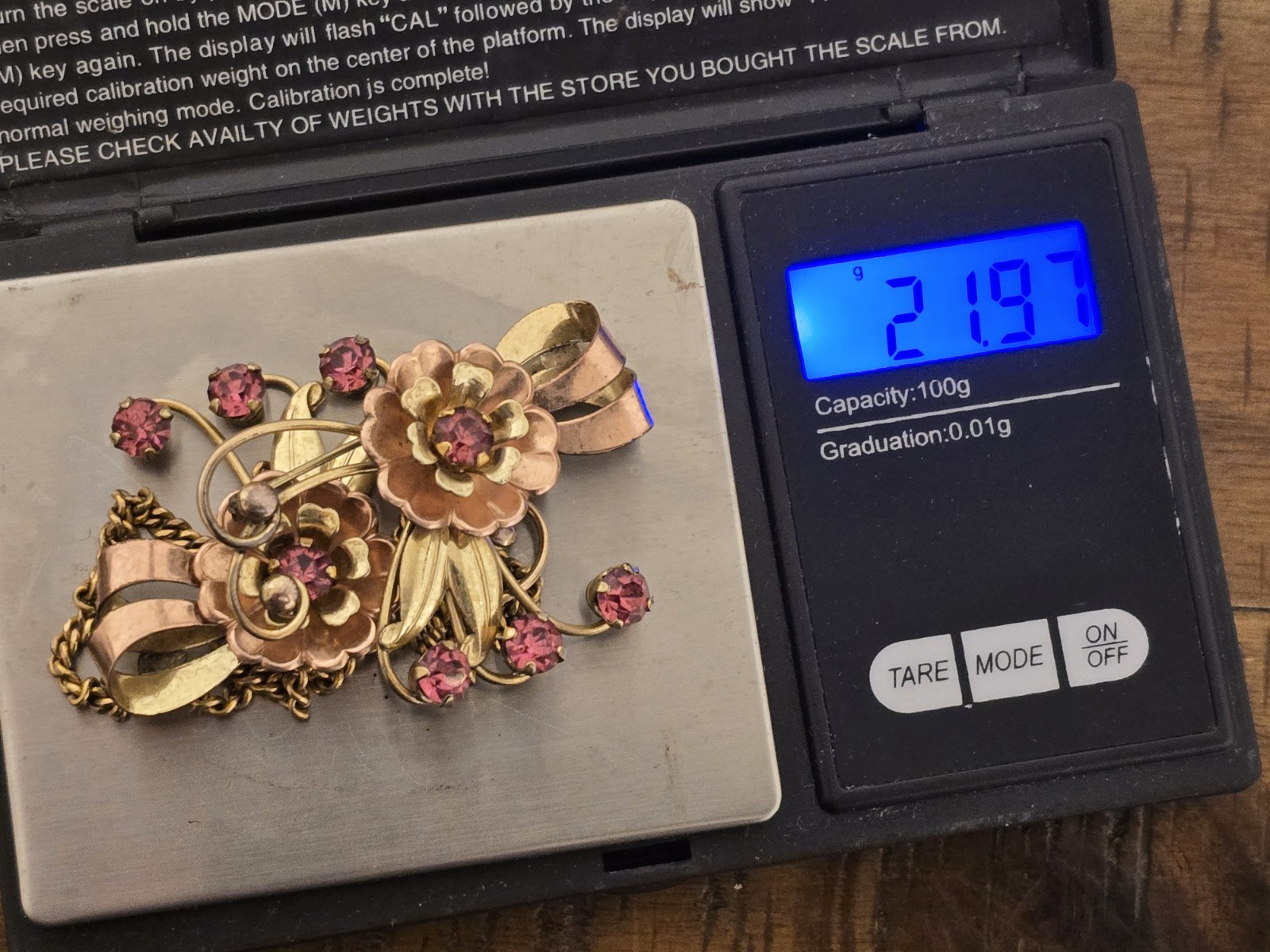 Vintage Harry Iskin 1/20th 12k GF Sweater Guard Pins Brooche Pink Setting 21.9 g