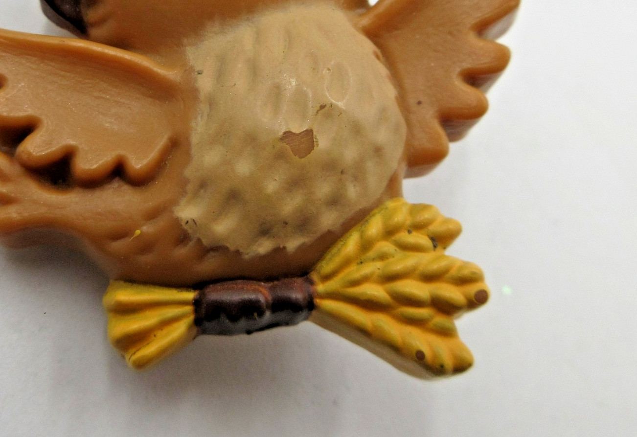 VTG 1980S HALLMARK CARDS SMILE FACE PILGRIM BIRD THANKSGIVING brown Brooch Pin