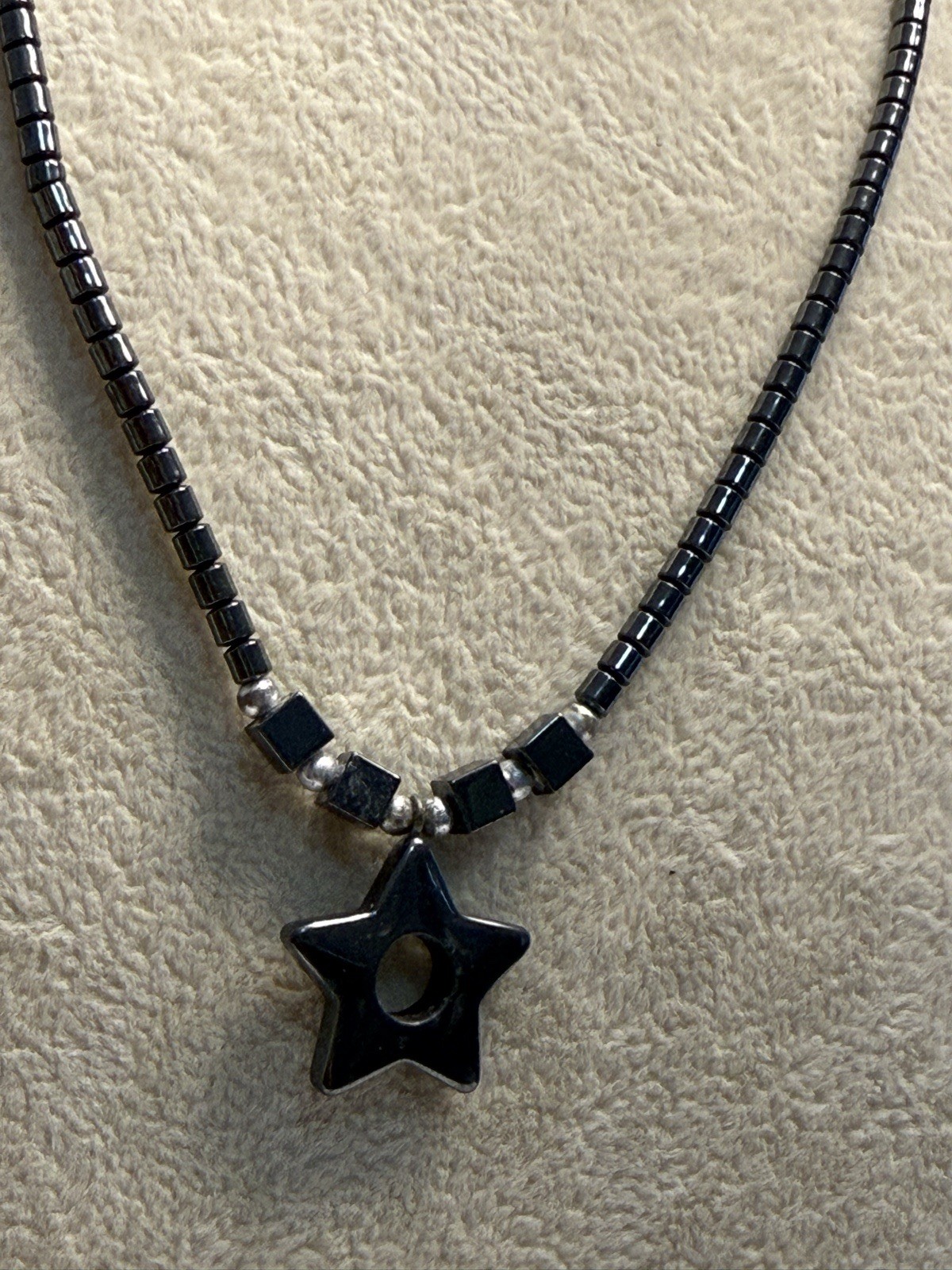 Hematite Star Necklace Dark Grey Vintage 90s Twist On Clasp