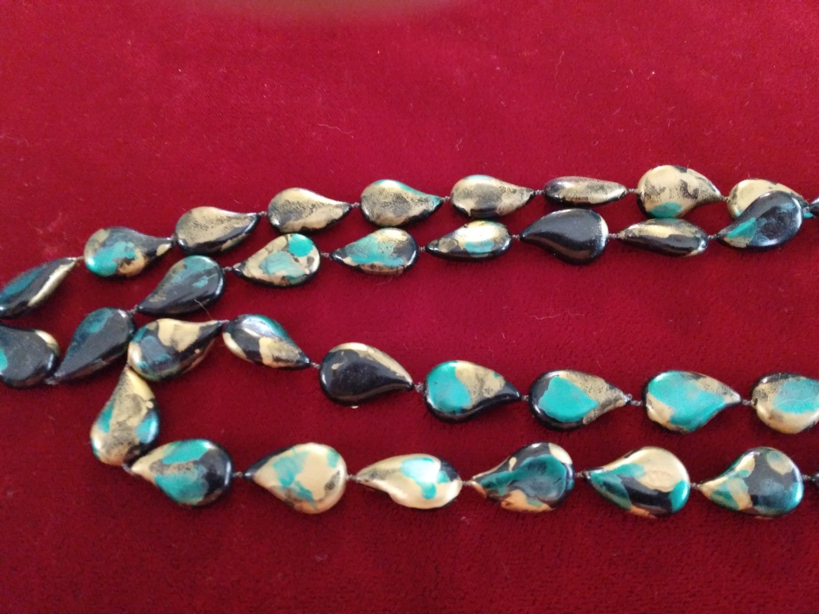 5pc Necklace Lot Enamel Acrylic Metal Rice Pearls Multi Strand Pastel Art Beads