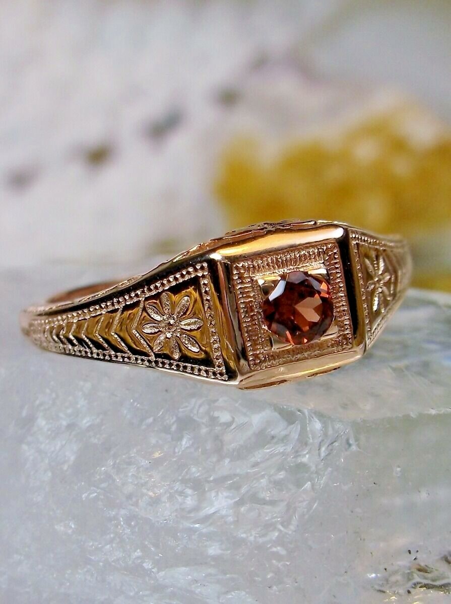NATURAL Garnet Ring, Wedding Art Deco Revival Jewelry, US SELLER-Giftwrap