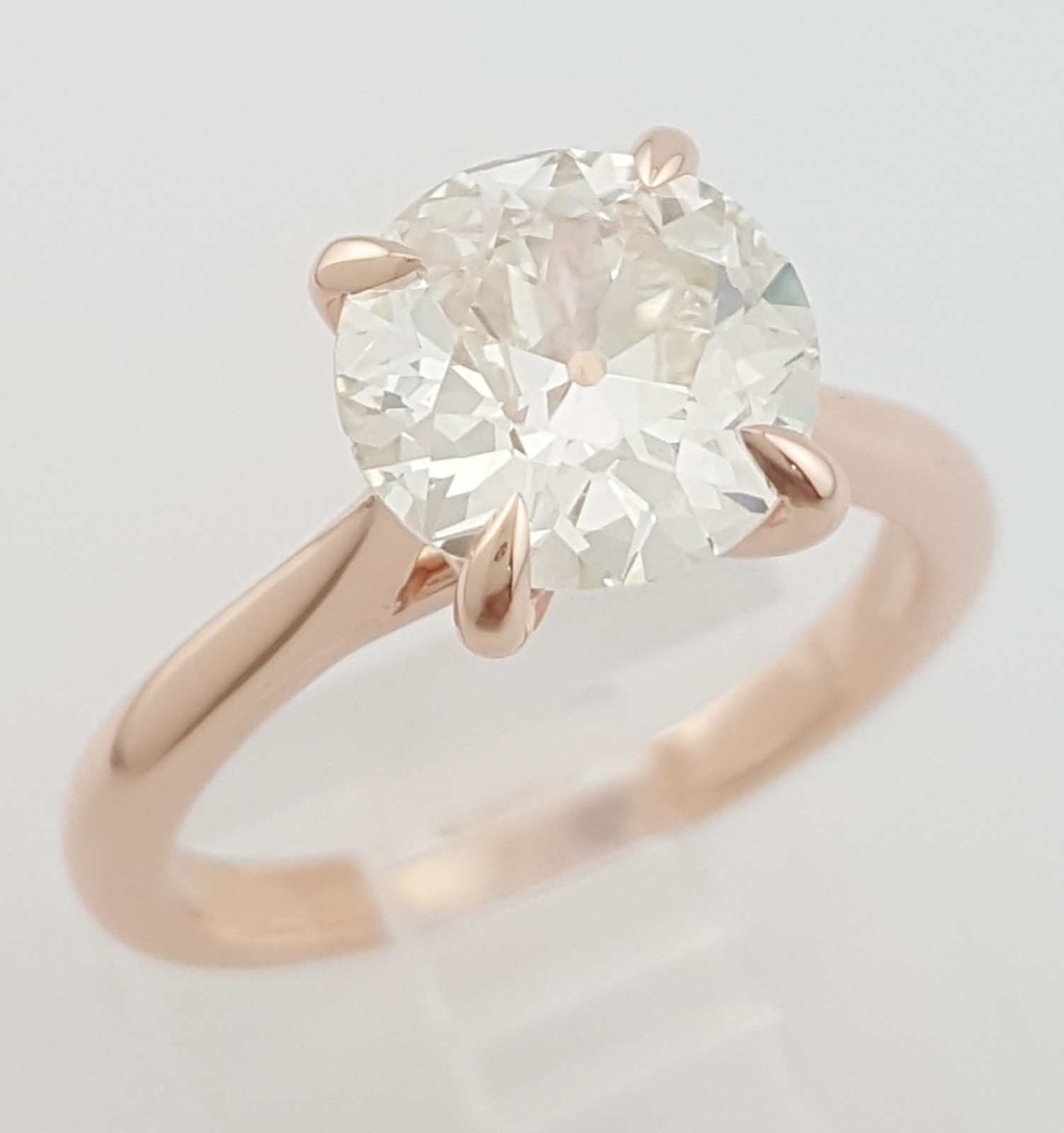 Antique Old European Cut Diamond Solitaire Engagement Ring 1.75 ct 14k Rose Gold