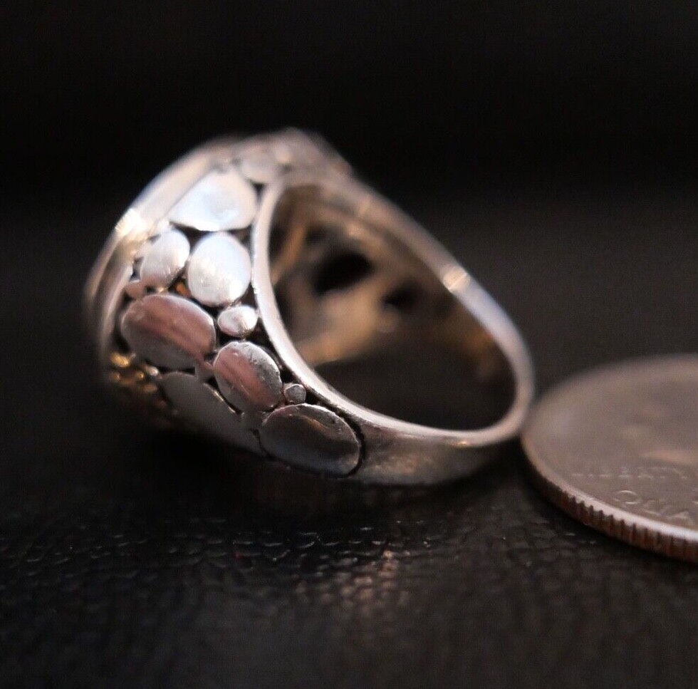 STERLING SILVER 925 Large Citrine STONE SOLITAIRE PEBBLE DESIGN RING SZ 6