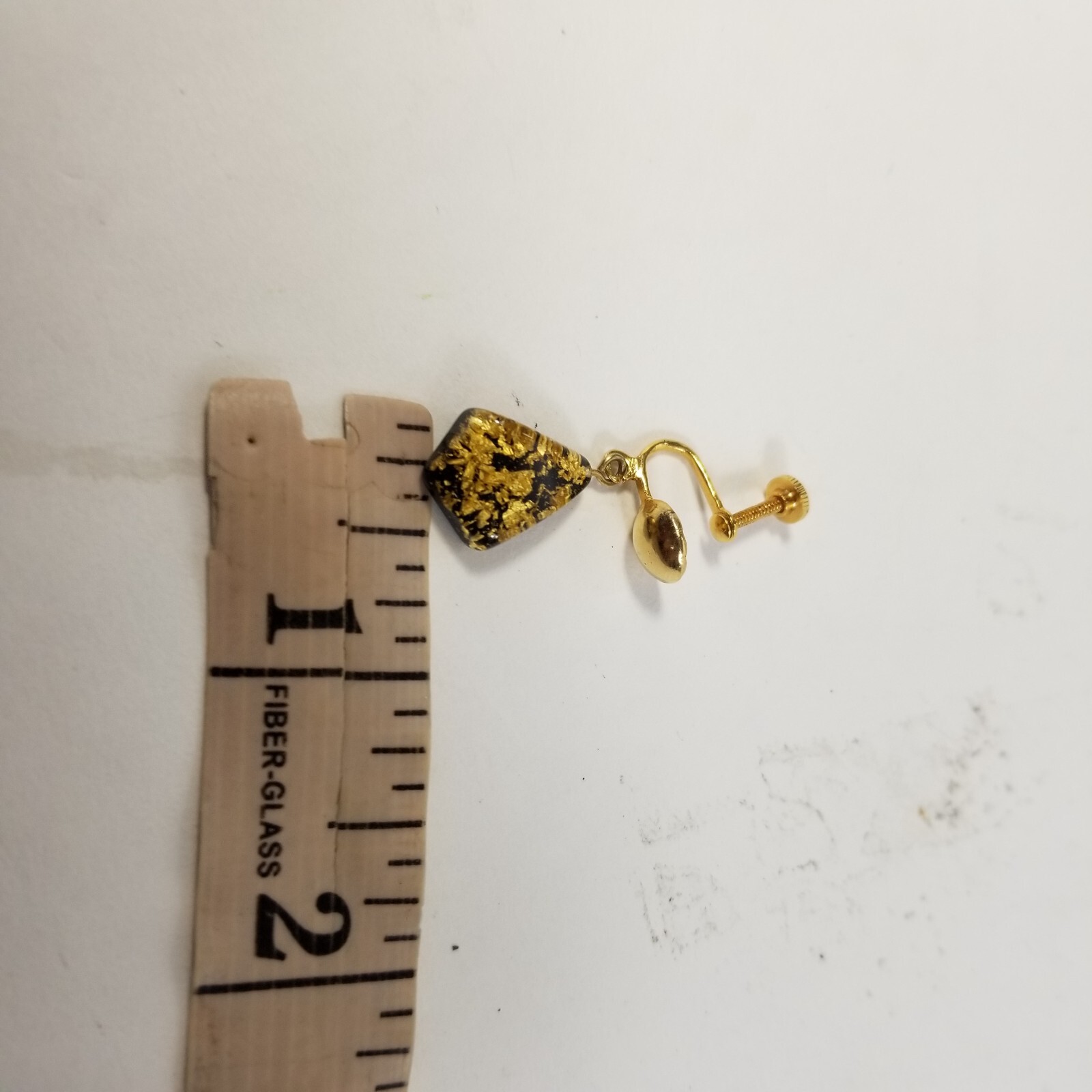 Gold Tone Flake Nugget Confetti Screw On Dangle Earrings VTG RARE
