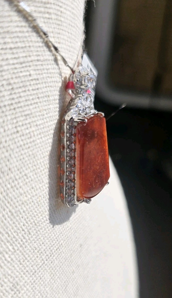 Certified Burma Grade A Jadeite Red Flat Plaque Pendant Sterling Silver Icy