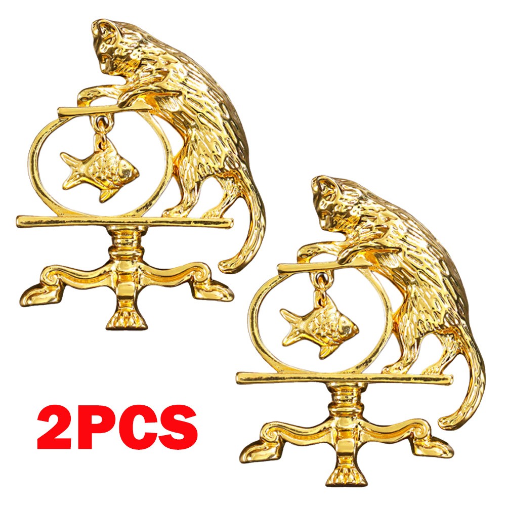 2Pcs Antique Jewelry Cat Vintage Fishing Brooch Personality Zinc Alloy US