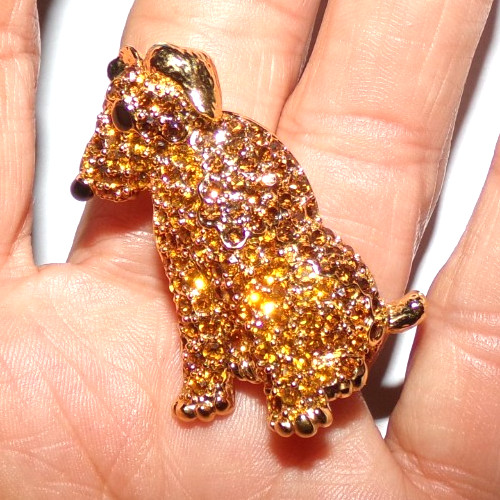 MINTY!! signed TRIFARI TM dog shaped pin with amazing stones-OMG!!