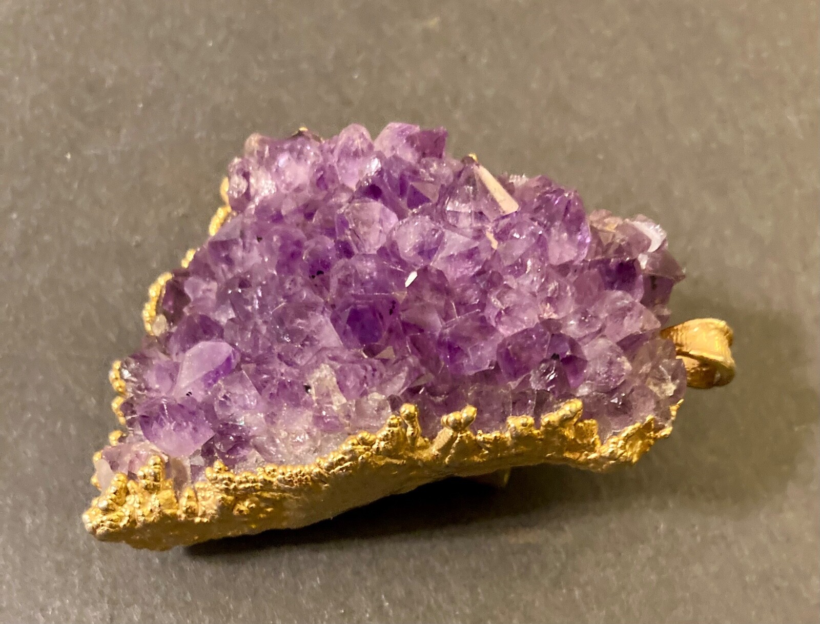 VINTAGE AMETHYST NATURAL CRYSTALS PENDANT / BOLO CLIP ~ BRUTALIST ~ Australia