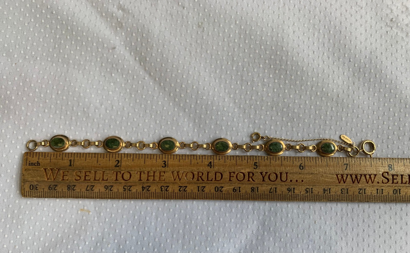 Vtg Gold Filled Sarah Coventry Jewelry Set 12.17g Jadeite Look Stones *READ*