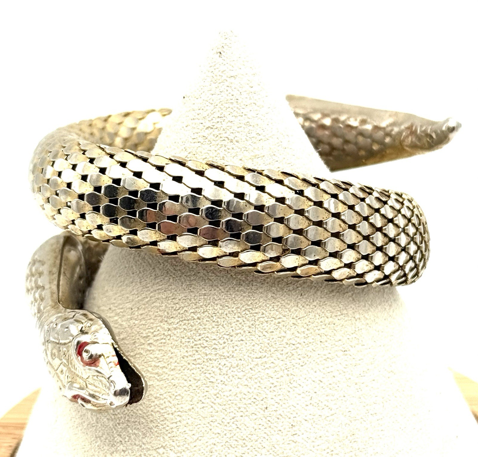 Vintage Snake Coil Mesh Wrap Bracelet Gold Played Serpent Unsigned