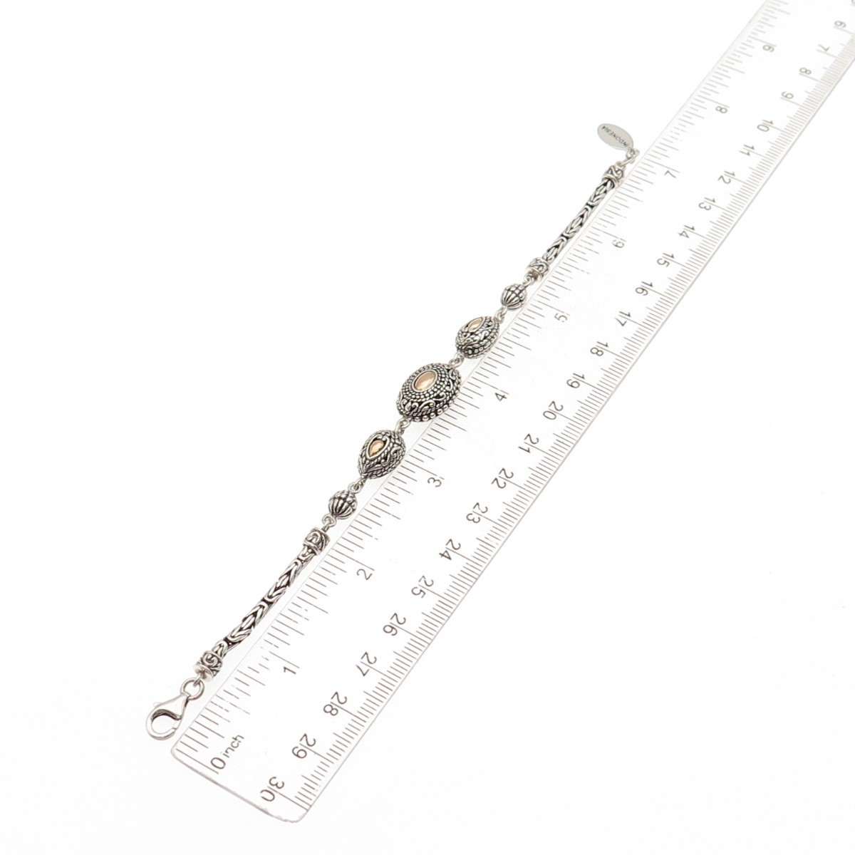 Robert Manse 925 Sterling Silver 18K Gold Vintage Byzantine Link Bracelet 6.5″