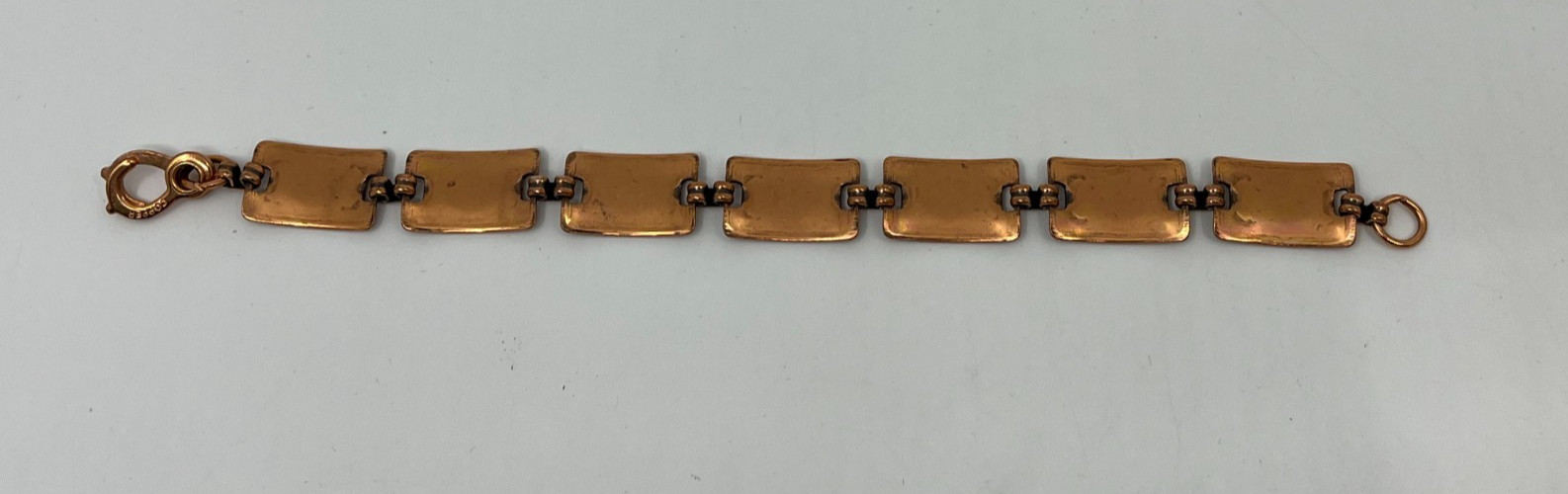 Vintage Copper Link Bracelet Southwestern Tribal Geometric Rectangle Panels 7.75