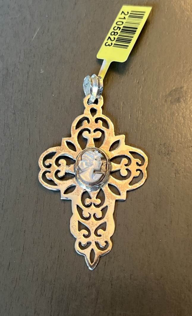 Sterling Silver Cameo cross pendant