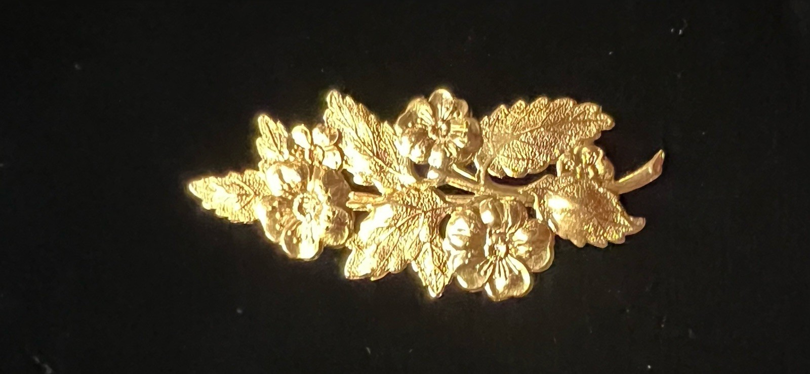 Large Vintage Gold Plated Brass Stamping of Leaves/Flowers For Jewelry/Crafting
