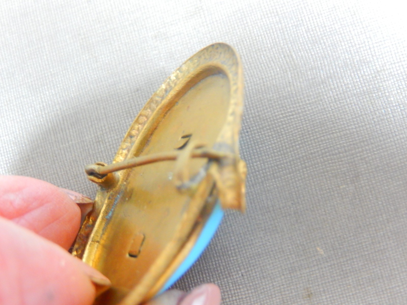 ANTIQUE VICTORIAN BRASS SNAKE LARGE PERSIAN TURQUOISE GLASS CABOCHON BROOCH