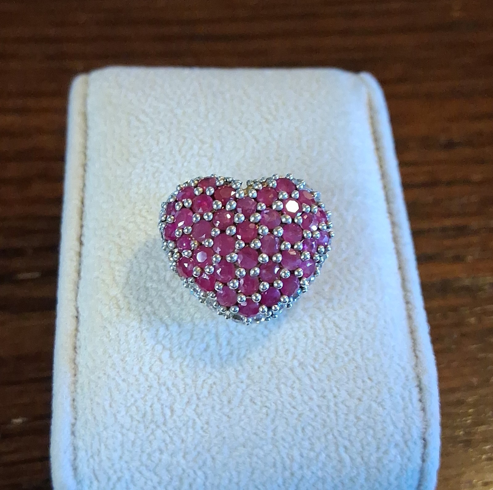 Vintage 1990s Sterling Pave Ruby Heart Slide Pendant Avon See Pics/Description