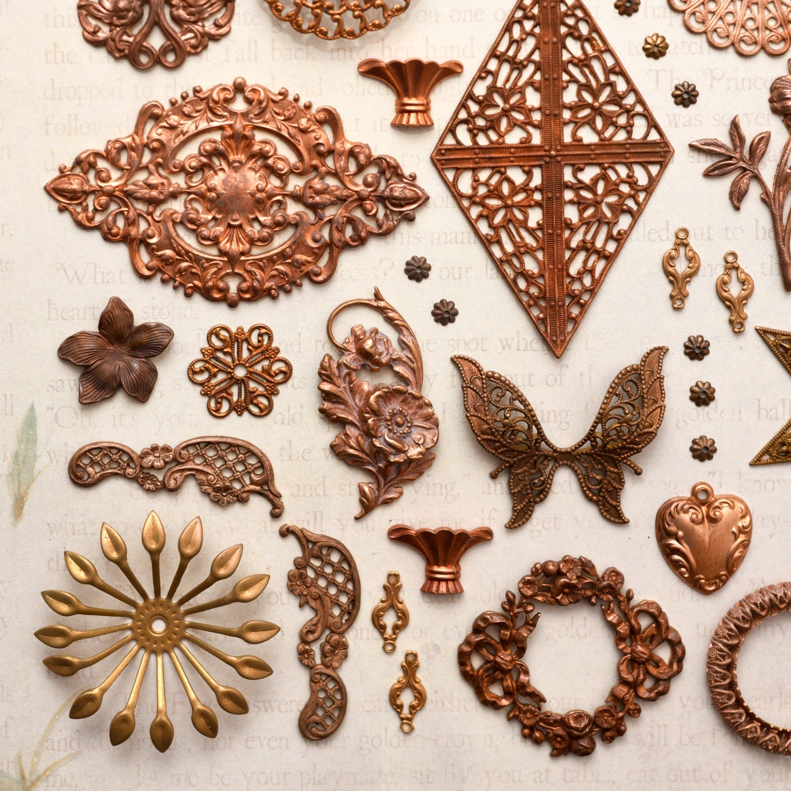 100 Years OLD! Vintage Miriam Haskell Jewelry Brass Stampings Brooch Parts Lot