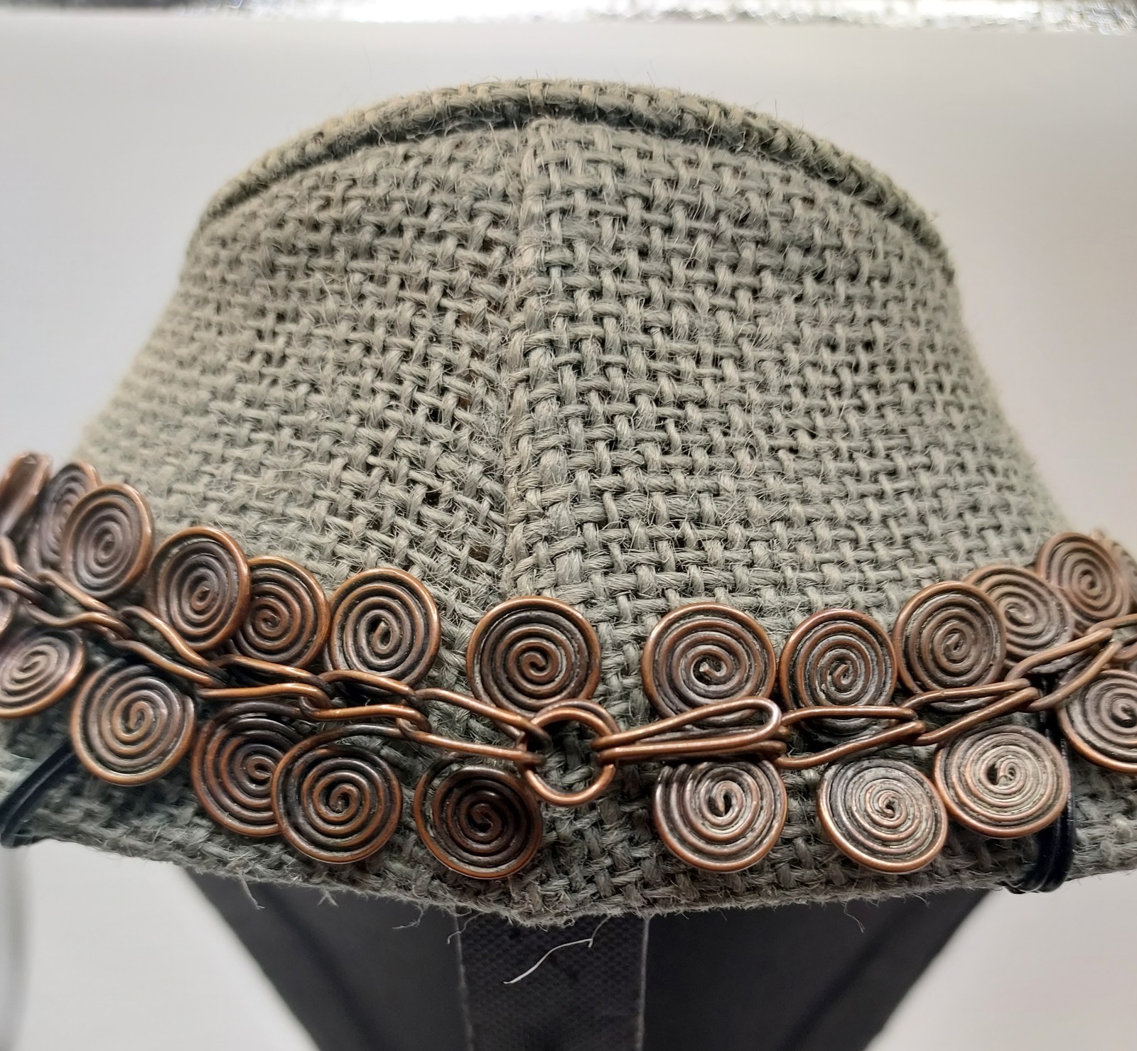 Vintage Copper Tone Spiral Wire Necklace Choker 16” Handmade